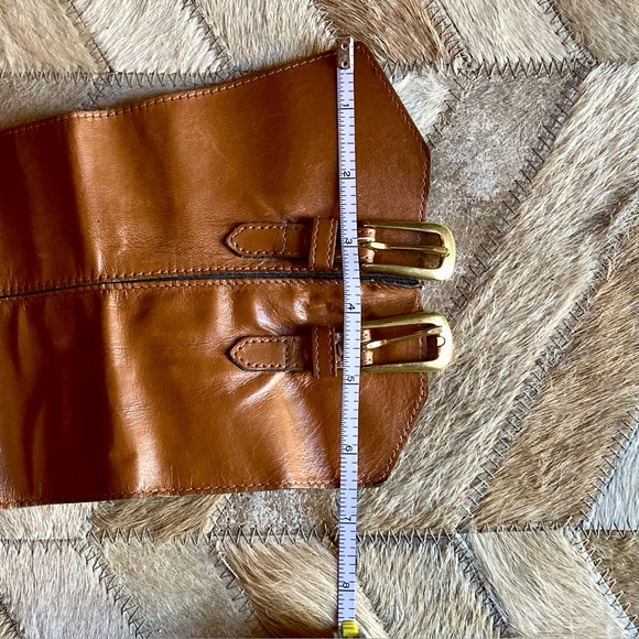 Vintage 90s YSL Brown Leather Corset Belt Large - Picture 9 of 11